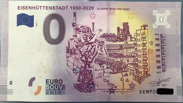 Unterst&uuml;tzung der Spendenaktion mit Euro-Schein-Souvenir (Vorderseite)