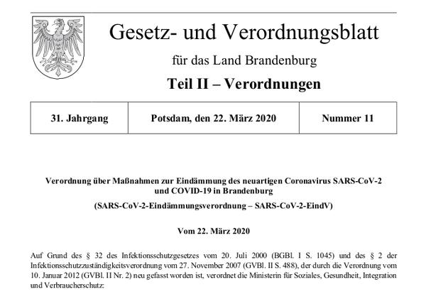 Verordnung vom 22.03.2020