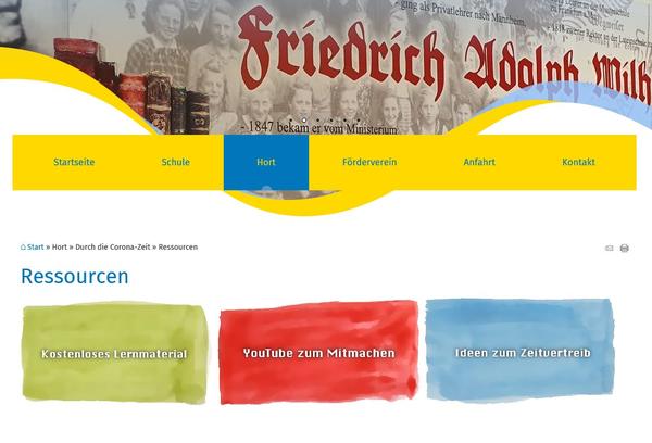 Screenshot der Homepage Diesterweg-Grundschule
