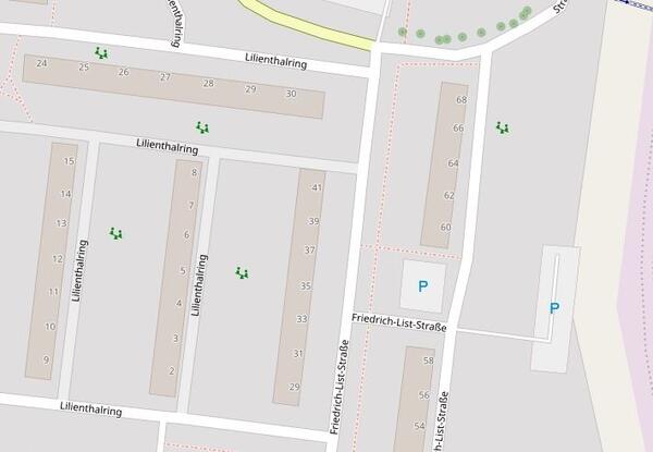Kartenausschnitt Friedrich-List-Stra&szlig;e