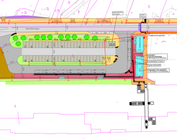 Ausschnitt vom Lageplan Neubau Bahnhofsvorplatz West