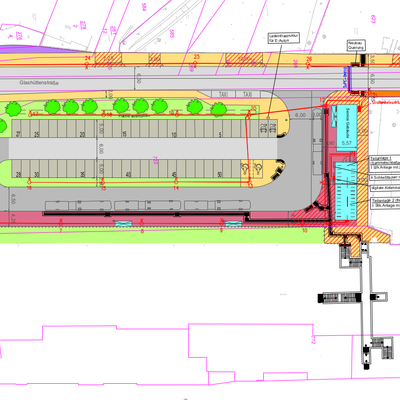 Ausschnitt vom Lageplan Neubau Bahnhofsvorplatz West