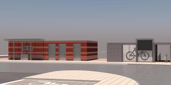 Neubau Servicegeb&auml;ude - Visualisierung Fassade 