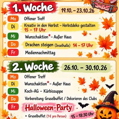 Herbstferien 2026 Jubs
